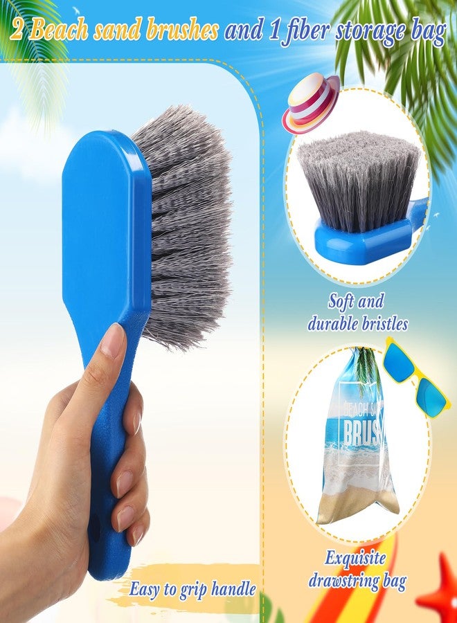 Remerry 2 Pcs Beach Sand Remover Brush with Drawstring Bag, Beach Accessories Scrub Brushes for CleaningSoft Bristle Brush for Summer Vacation Water Sports Volleyball Party (Grey) - Image 2